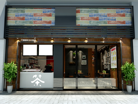  工業(yè)風(fēng)奶茶咖啡店cad施工圖 