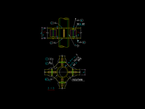  管形截面柱cad节点大样图 