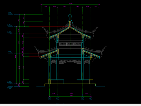  亭子cad施工圖 