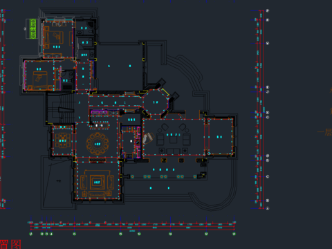  全套别墅全屋定制cad施工图 