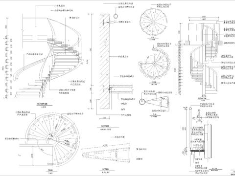  旋转楼梯cad大样图 