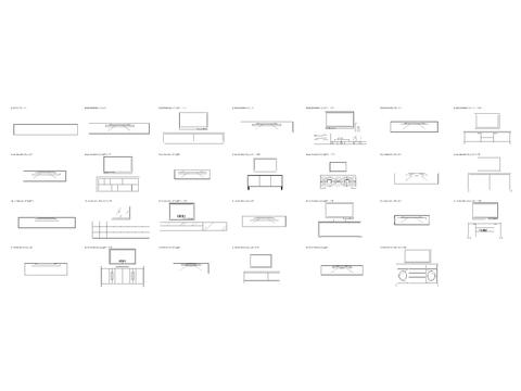  现代电视柜带储物功能柜平面图cad图库 