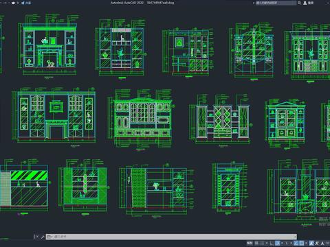  装饰柜立面CAD图库 