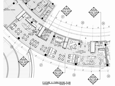  行政酒廊酒馆设计cad施工图 