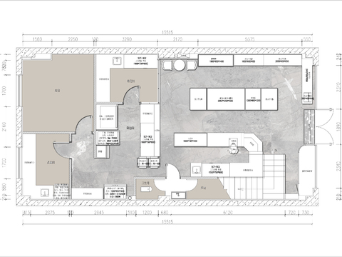  120㎡面包烘焙店cad平面图 