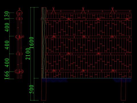  篱笆围栏CAD节点大样 