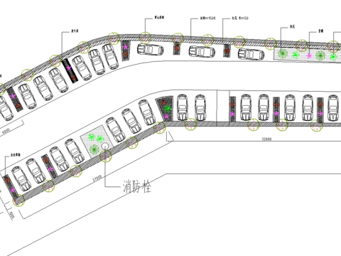  停車場綠化cad施工圖 