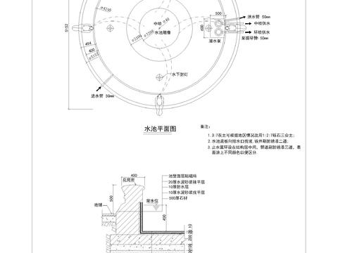  歐式噴泉cad施工圖 