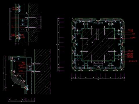  现代 花岗岩柱子 各种线脚干挂节点大样 