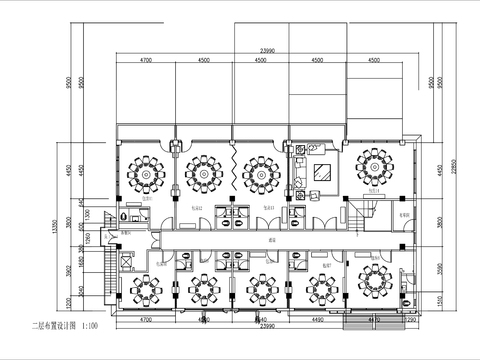  1000㎡两层中式火锅店cad平面图 
