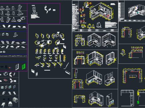  专业橱柜标准图cad图库 