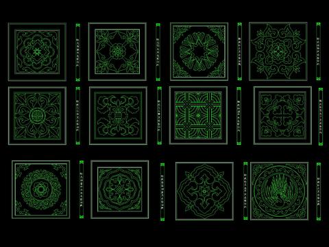  中式纹理设计cad施工图 