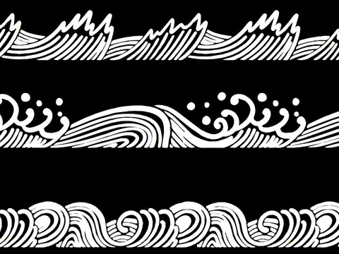  水浪纹cad施工图 