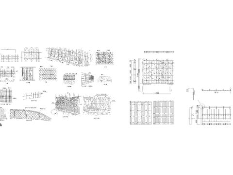  各种竹篱笆CAD施工图 