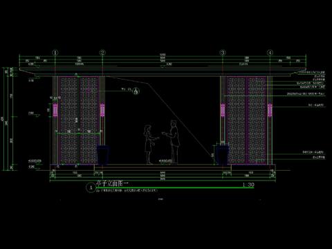  新中式廊架CAD施工圖 