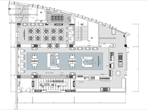  600㎡自助餐厅cad平面图 