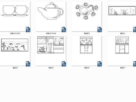  水族箱cad图库 