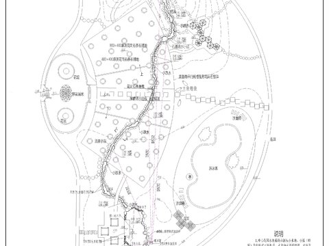  中心花园水景系统cad平面图 