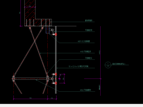  报告厅顶部纵剖CAD节点大样图 