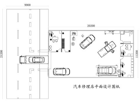  汽车修理店平面设计CAD施工图 