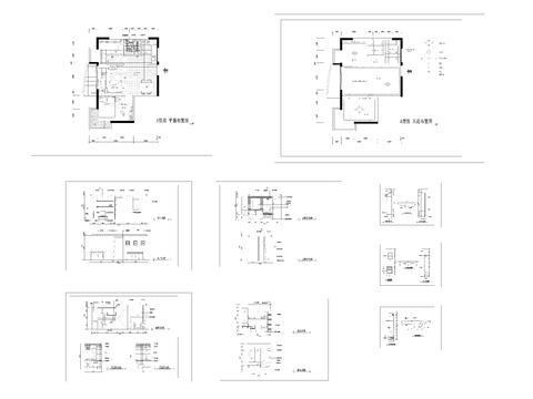  两室两厅一厨一卫样板房cad施工图 