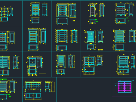  鞋柜五斗柜cad图库 