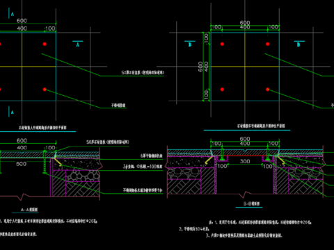  人行道车行道井盖节点大样 