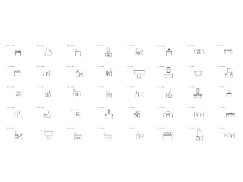  简欧风格书桌组合cad图库 