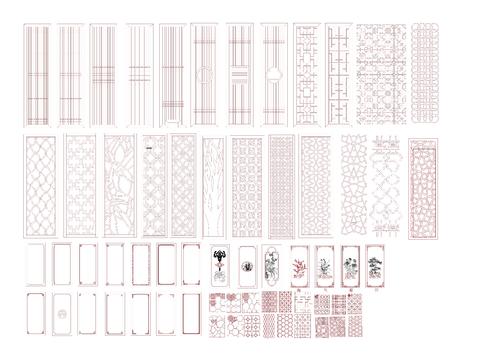  花格屏风隔断cad图库 