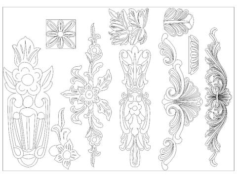  欧式雕花cad图库 