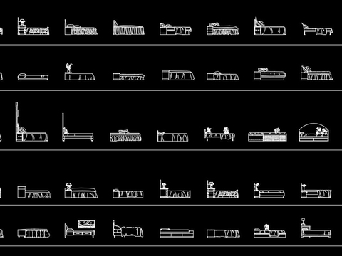  各种床立面CAD图库 
