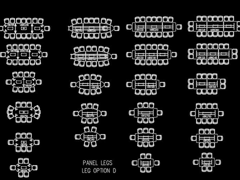  欧美会议桌餐桌cad图库 