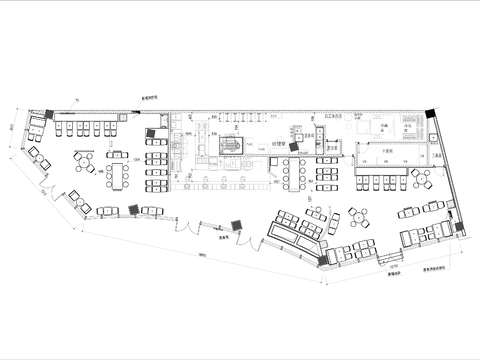  350㎡连锁快餐店cad平面图 