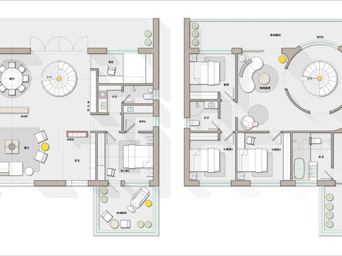  360平自建别墅平面方案图cad平面图 
