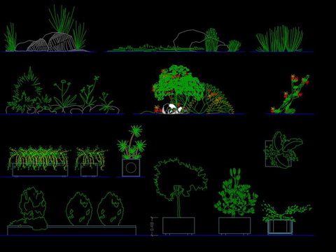  植物景观cad图库 