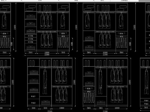  衣柜内部结构cad图库 