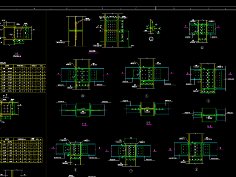  梁柱连接cad节点大样图 