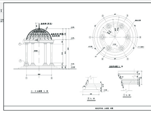  欧式亭cad大样图 
