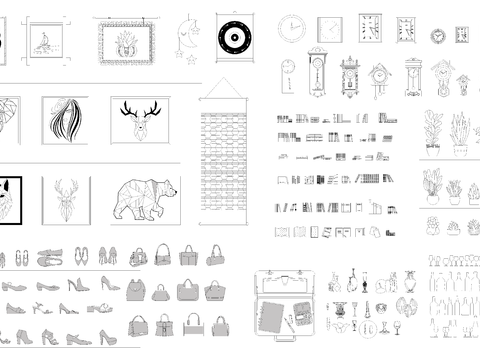  装饰画摆件cad图库 