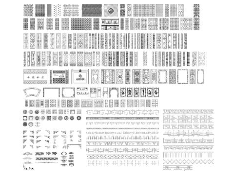  中式镂空雕花cad图库 