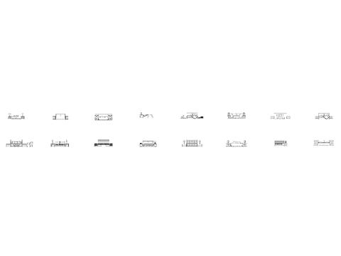  CAD床类 床头柜立面 侧面cad图库 