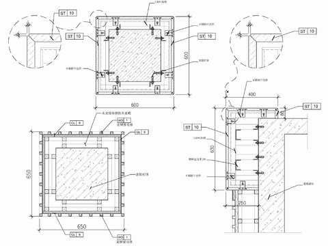  石材干挂及包柱施工详图 石材包柱 木饰面包柱 干挂件 柱子cad大样图 