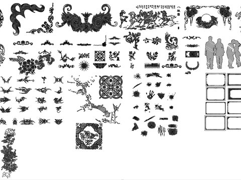  欧式构件雕花CAD图库 