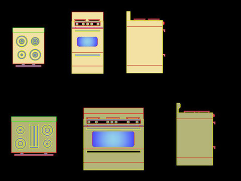  厨房用品CAD立面图 