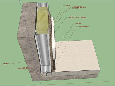 石材与软包相接cad节点图 