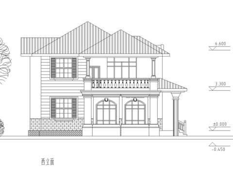  獨(dú)棟別墅cad圖紙 