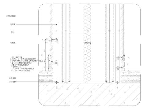  大理石石材踢脚线剖面节点大样图 