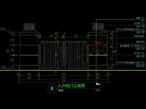  現(xiàn)代庭院入口大門CAD施工圖 