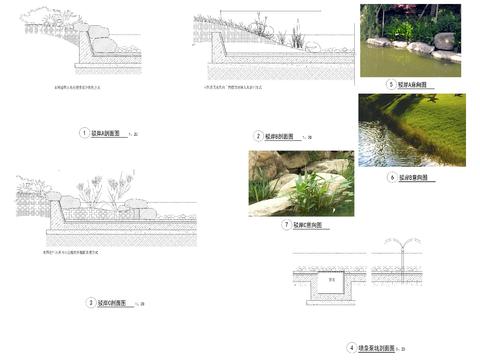 水系驳岸做法cad大样图 