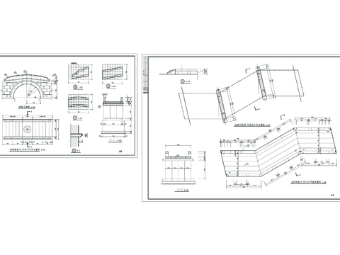  拱桥、曲桥CAD节点大样 
